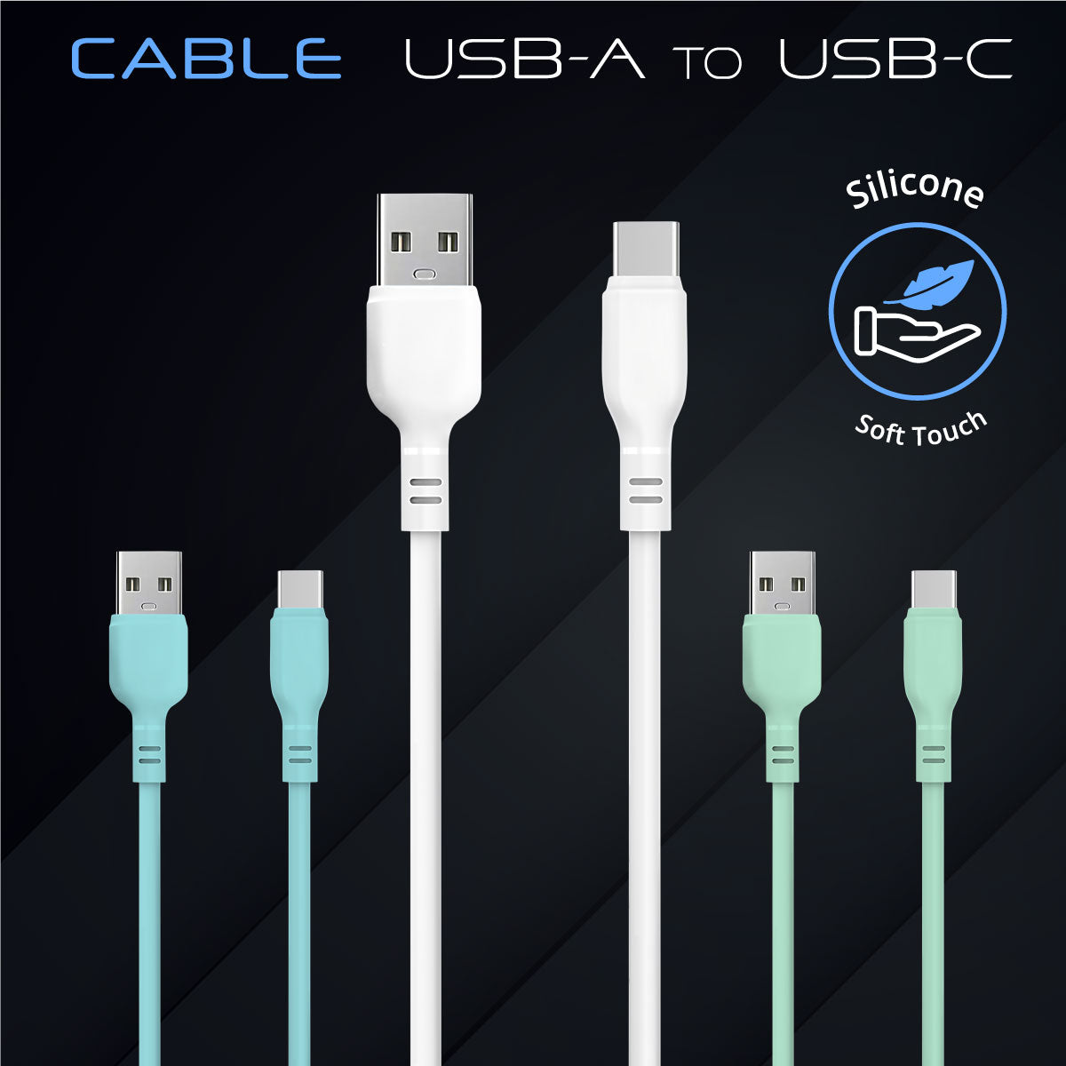 Gokana USB Silicone Cable | USB-A to USB-C | Charging & Data – Baby Blue