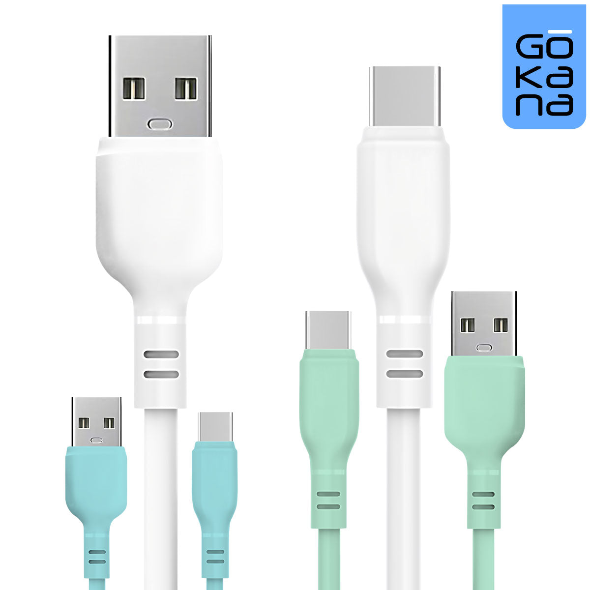 Gokana USB Silicone Cable | USB-A to USB-C | Charging &amp; Data – Baby Blue