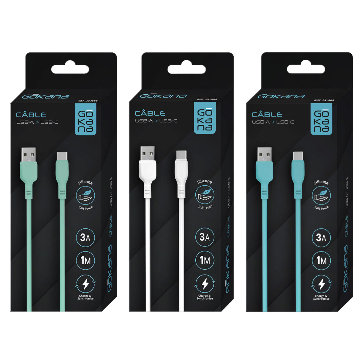 Gokana USB Silicone Cable | USB-A to USB-C | Charging &amp; Data – Baby Blue