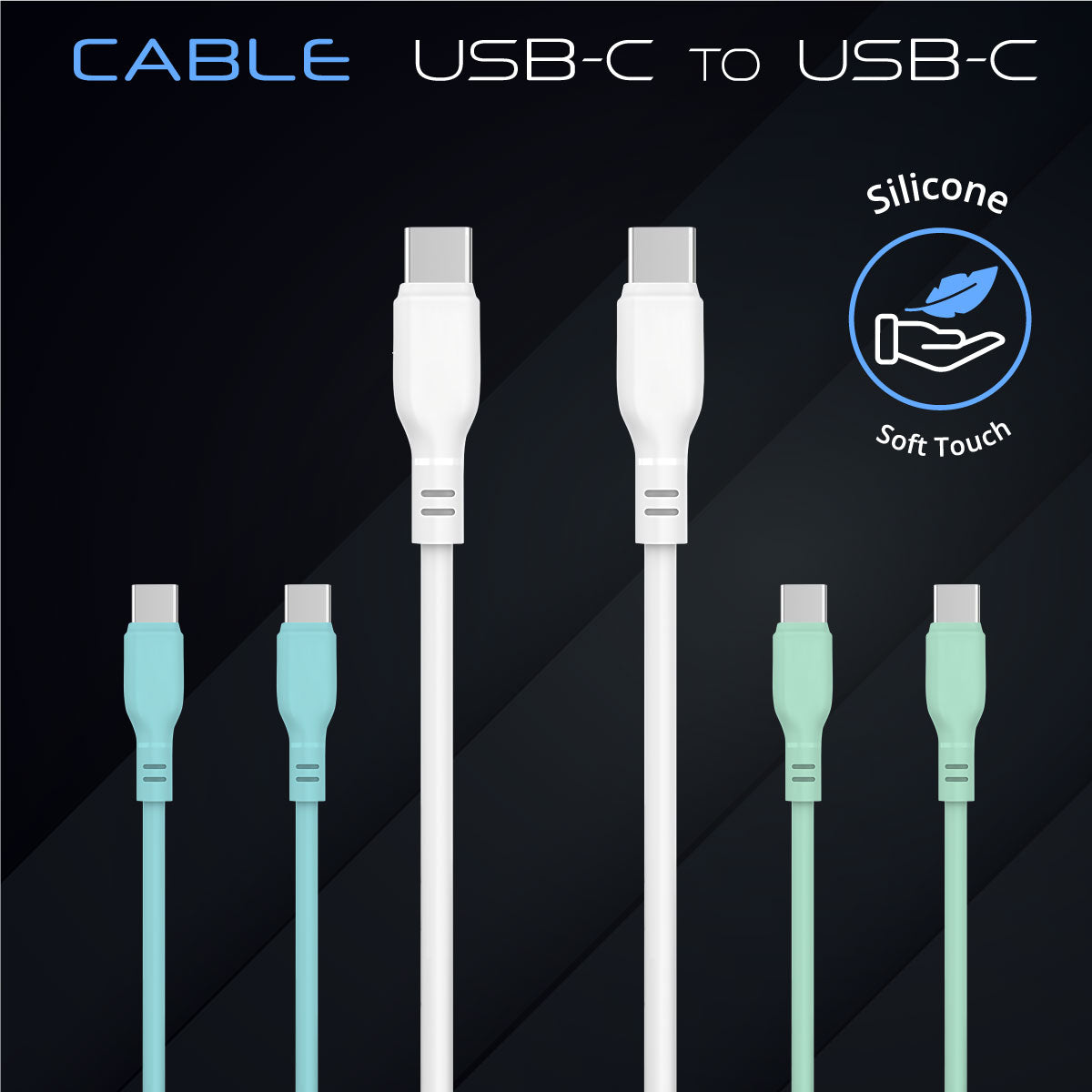 Gokana USB Silicone Cable | USB-C to USB-C | Charging & Data – Baby Blue