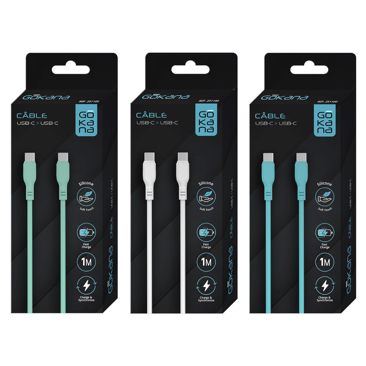 Gokana USB Silicone Cable | USB-C to USB-C | Charging &amp; Data – Baby Blue