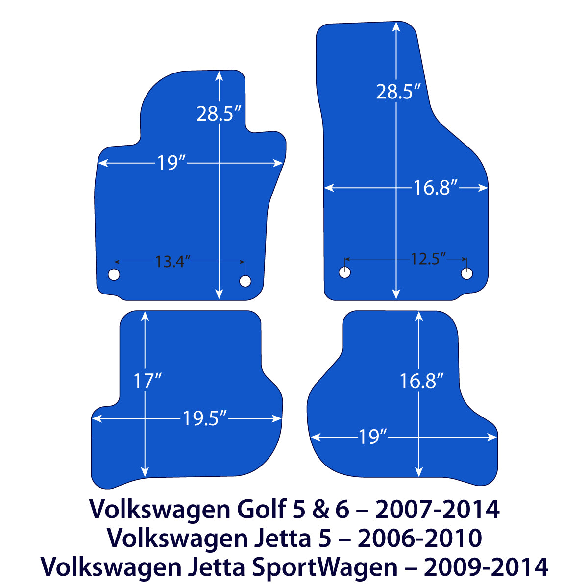 Volkswagen Golf 5 &amp; 6, Jetta 5 and Jetta SportWagen Velour Floor Mats – Black