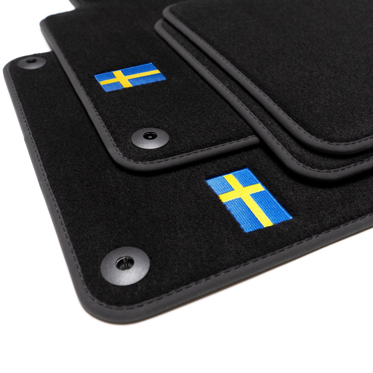 Volvo XC40 Electric Velour Floor Mats 2023-2025 – Clips in DR mat only – Flag Logo