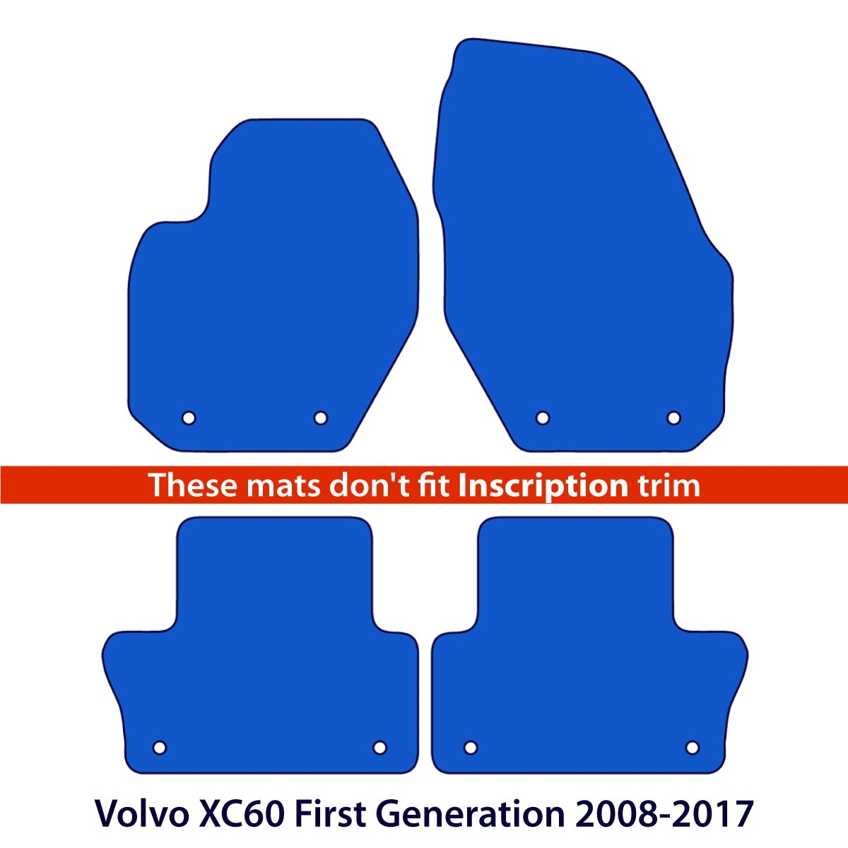 Volvo XC60 Velour Floor Mats 2008-2017 – Black