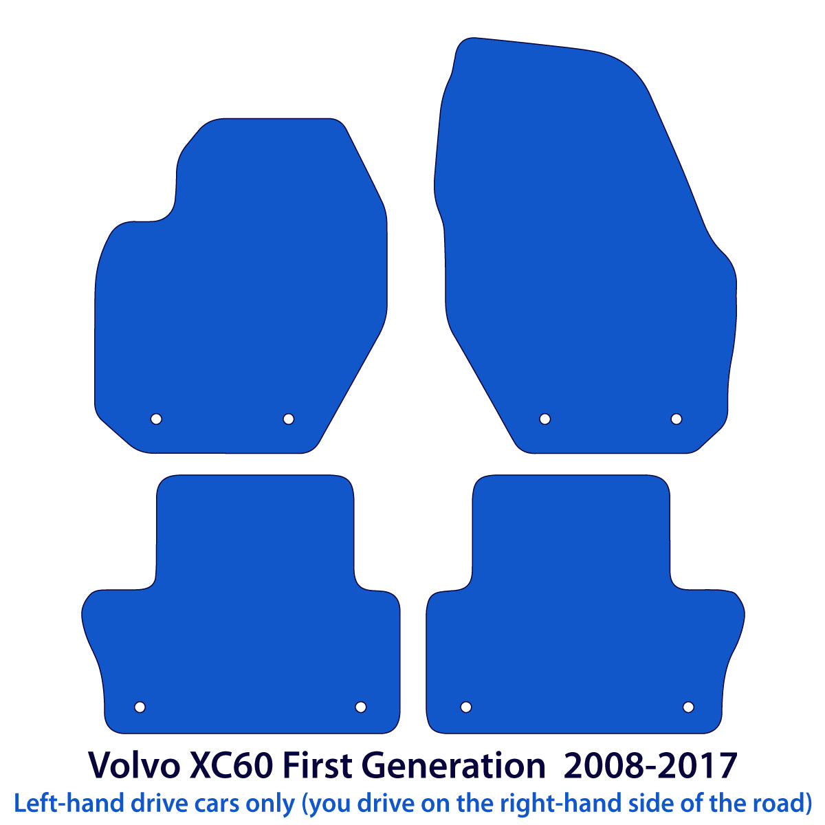 Volvo XC60 Velour Floor Mats 2008-2017 – Blue Edging