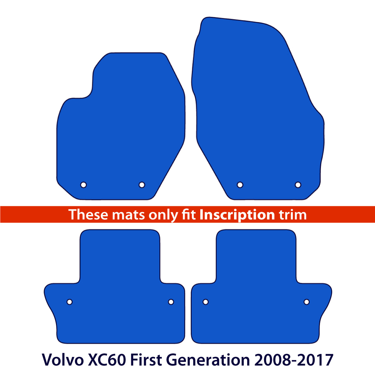 Volvo XC60 Velour Floor Mats 2008-2017 – Inscription Trim – Black
