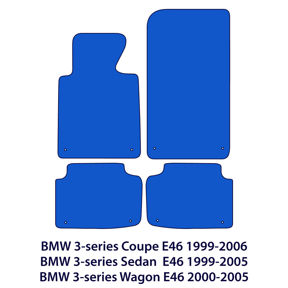 BMW 3-Series Coupe, Sedan & Wagon Velour Floor Mats – E46 – 3 Logo