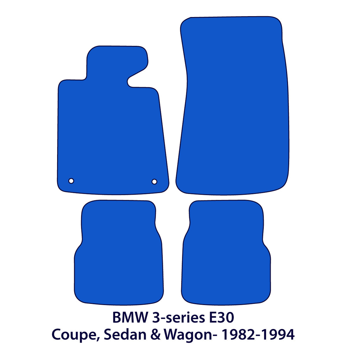 BMW 3-Series Velour Floor Mats 1982-1994 – Coupe, Sedan and Wagon E30 – Black