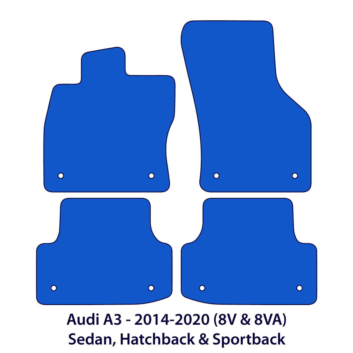 Audi A3 & S3 Velour Floor Mats 2014-2020 – e-tron, 8V, 8VA – Black