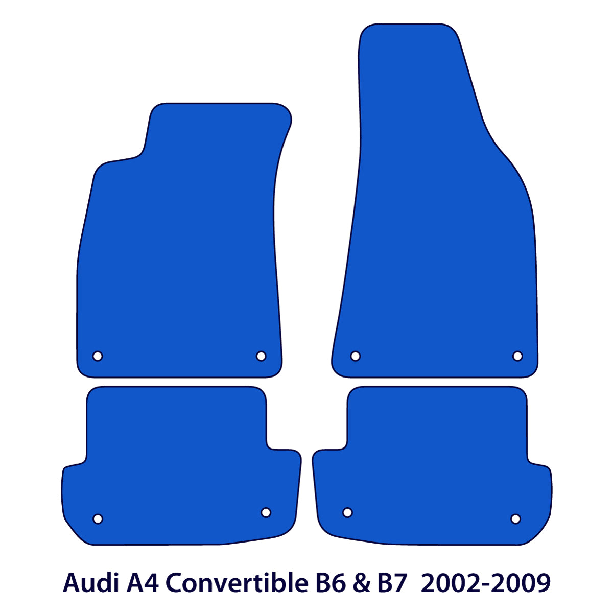 Audi A4 & S4 Convertible Velour Floor Mats 2002-2009 – B6 & B7 – Black