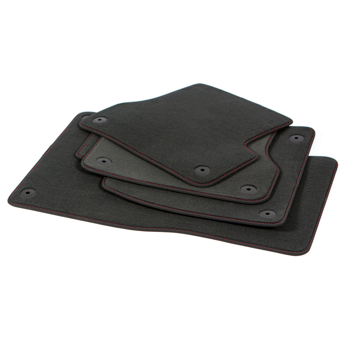 Audi A4 &amp; S4 Velour Floor Mats 2002-2008 – Sedan, Wagon B6 &amp; B7 – Red Stitching