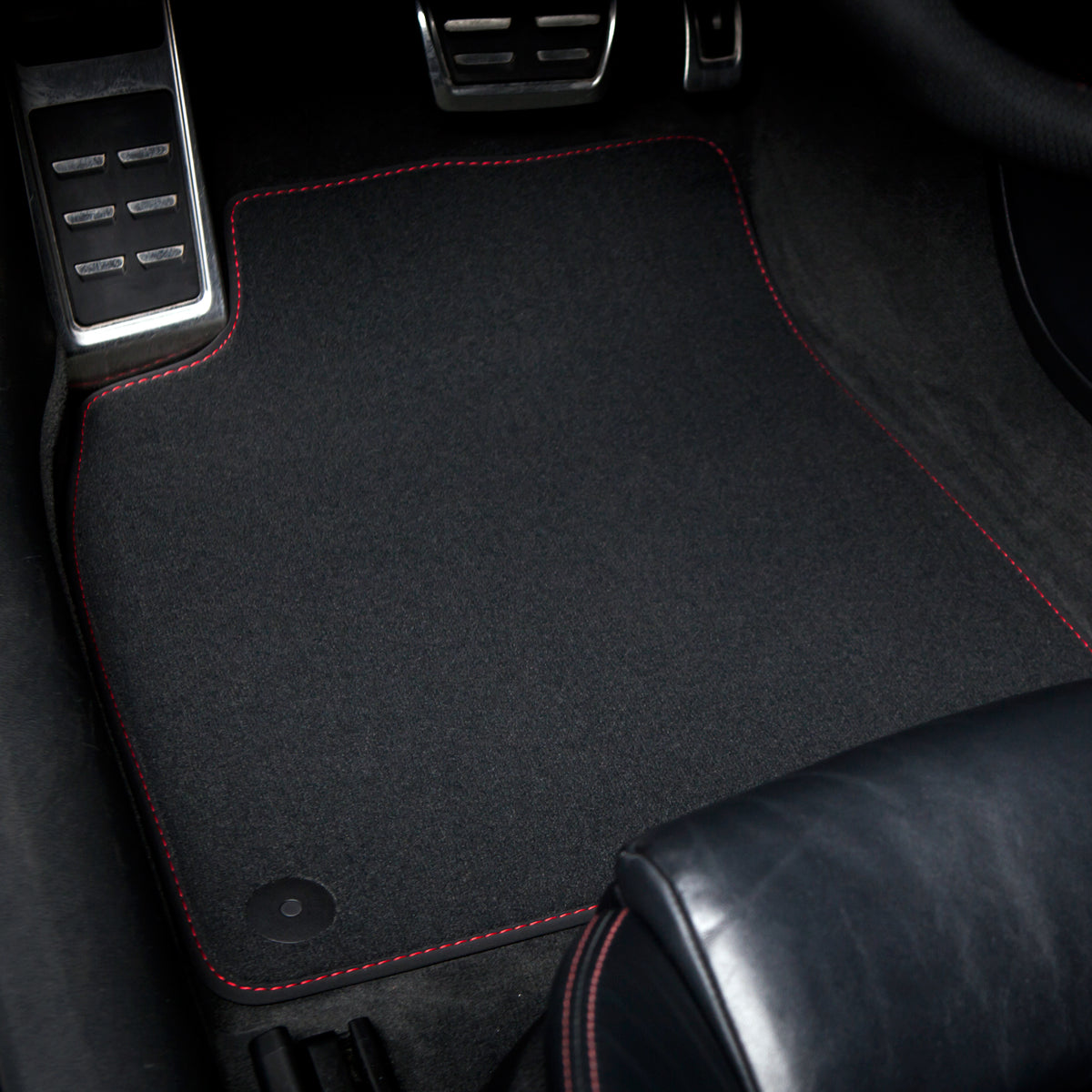 Audi A5 &amp; S5 Convertible Velour Floor Mats 2018-2024 – F57 – Red Stitching