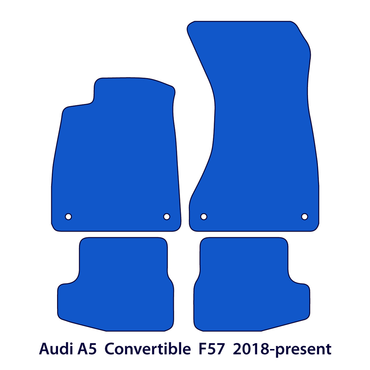 Audi A5 &amp; S5 Convertible Velour Floor Mats 2018-2024 – F57 – Silver Stitching