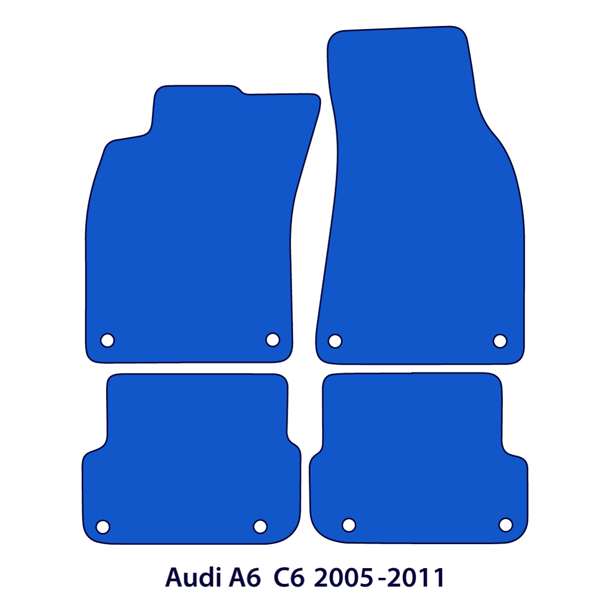 Audi A6 &amp; S6 Velour Floor Mats 2005-2011 – C6 – Red Stitching