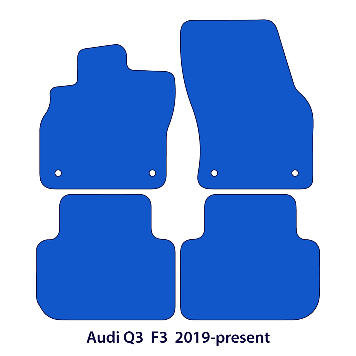 Audi Q3 Velour Floor Mats 2019-2025 – F3 – Silver Stitching