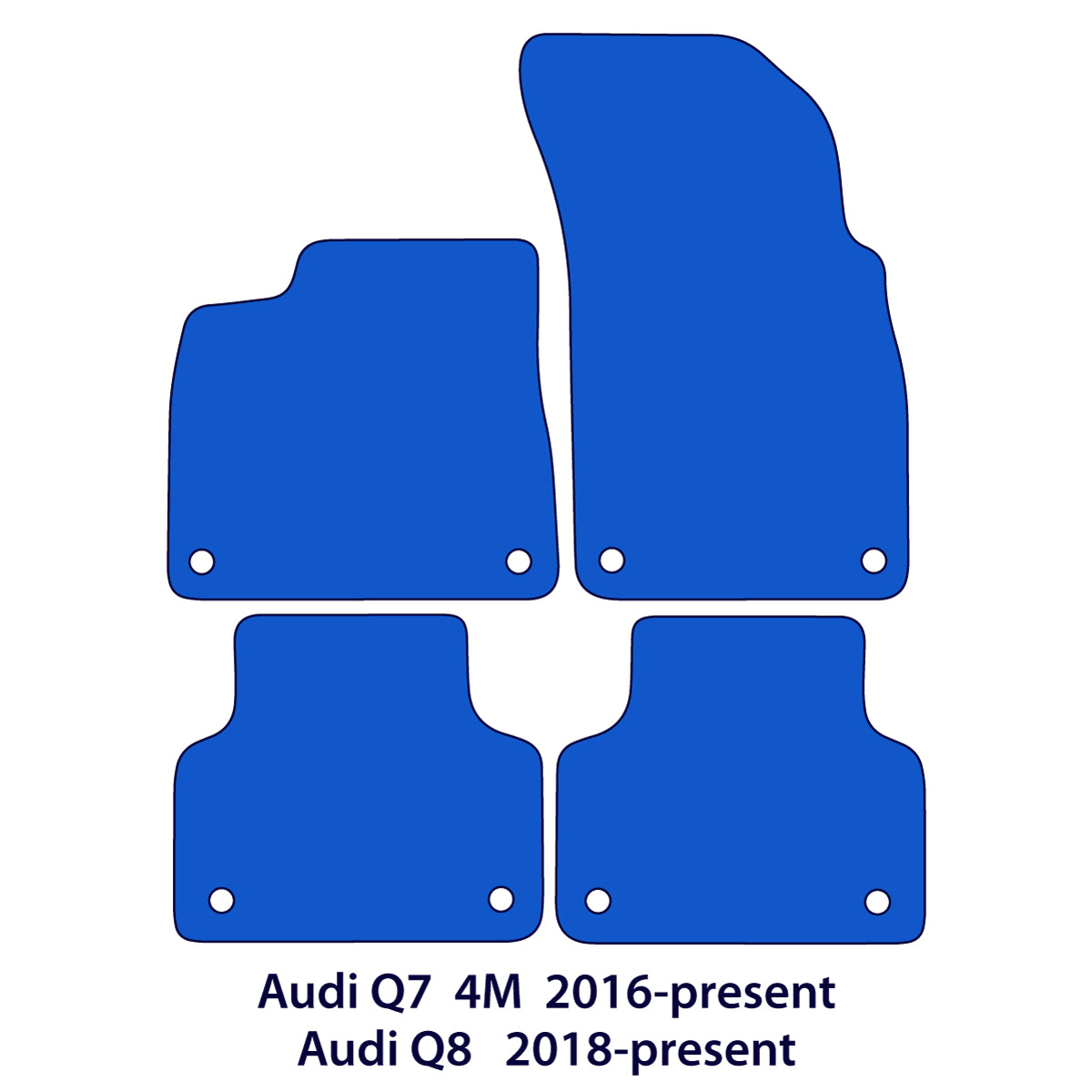 Audi Q7 & Q8 Velour Floor Mats – 4M – Silver Stitching