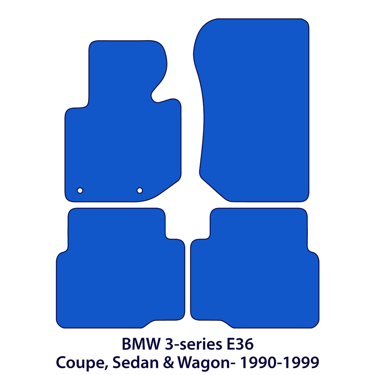 BMW 3-Series Velour Floor Mats – Coupe, Sedan, Wagon & Compact E36 – 3 Logo