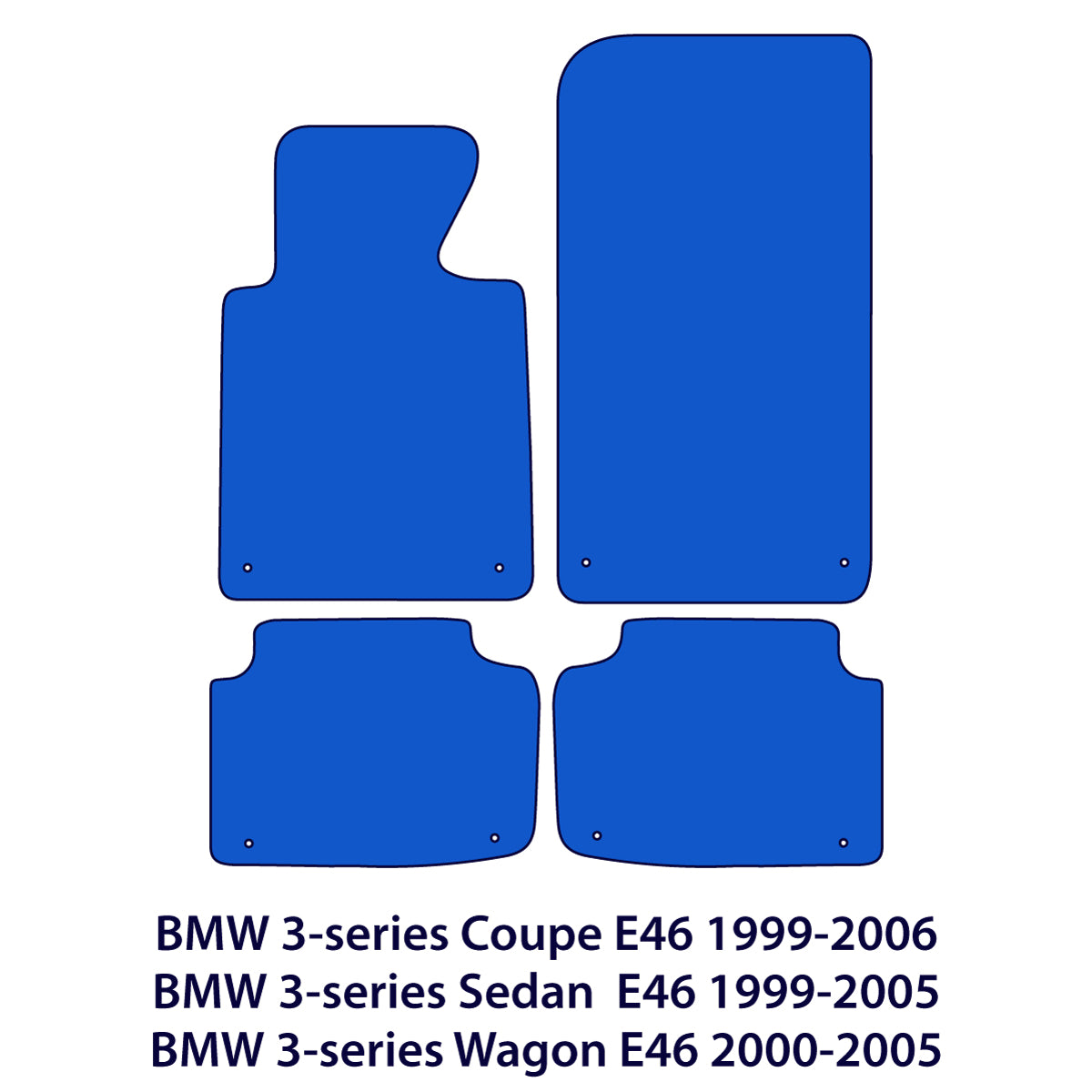 BMW 3-Series Coupe, Sedan &amp; Wagon Velour Floor Mats – E46 – M Stitching