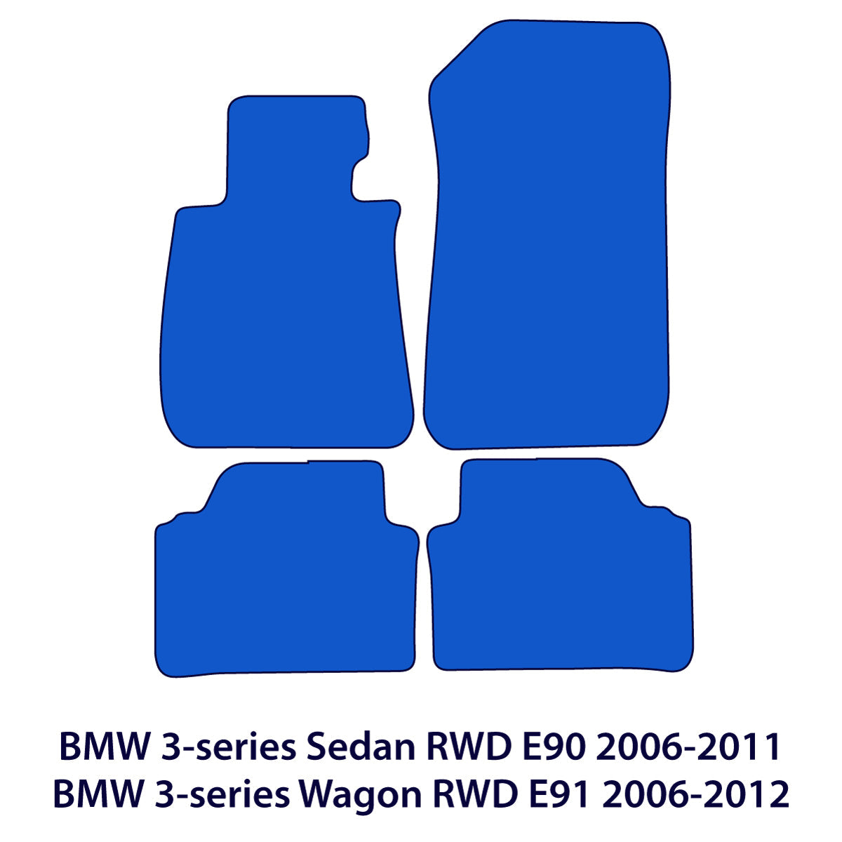 BMW 3-Series Velour Floor Mats Sedan 2006-2011 & Wagon 2006-2012 RWD E90, E91 – Black