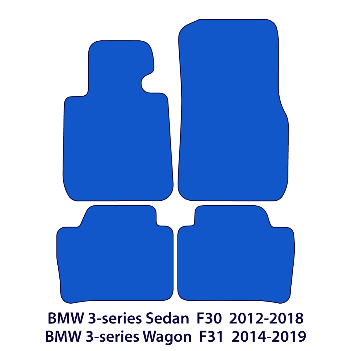 BMW 3-Series Velour Floor Mats – Sedan 2012-2018 & Wagon 2014-2019 – F30, F31, F80 – 3 Logo