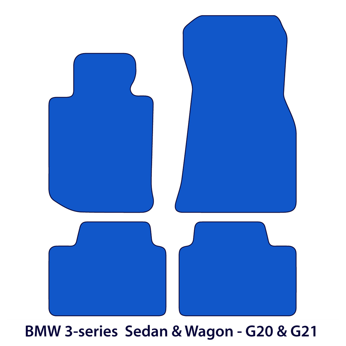 BMW 3-Series Velour Floor Mats - Sedan & Wagon G20, G21, G80 - M Stitching