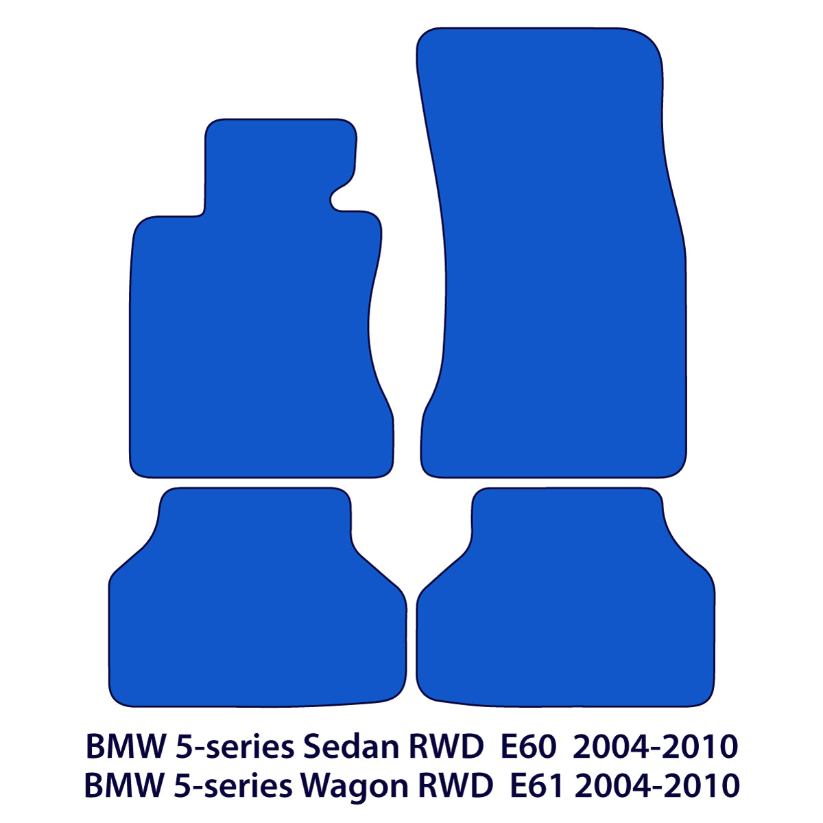 BMW 5-Series Velour Floor Mats RWD 2004-2010 – E60, E61 – M Stitching