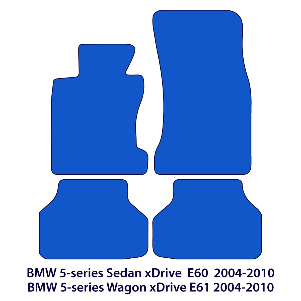 BMW 5-Series Velour Floor Mats xDrive 2004-2010 – E60, E61 – M Stitching