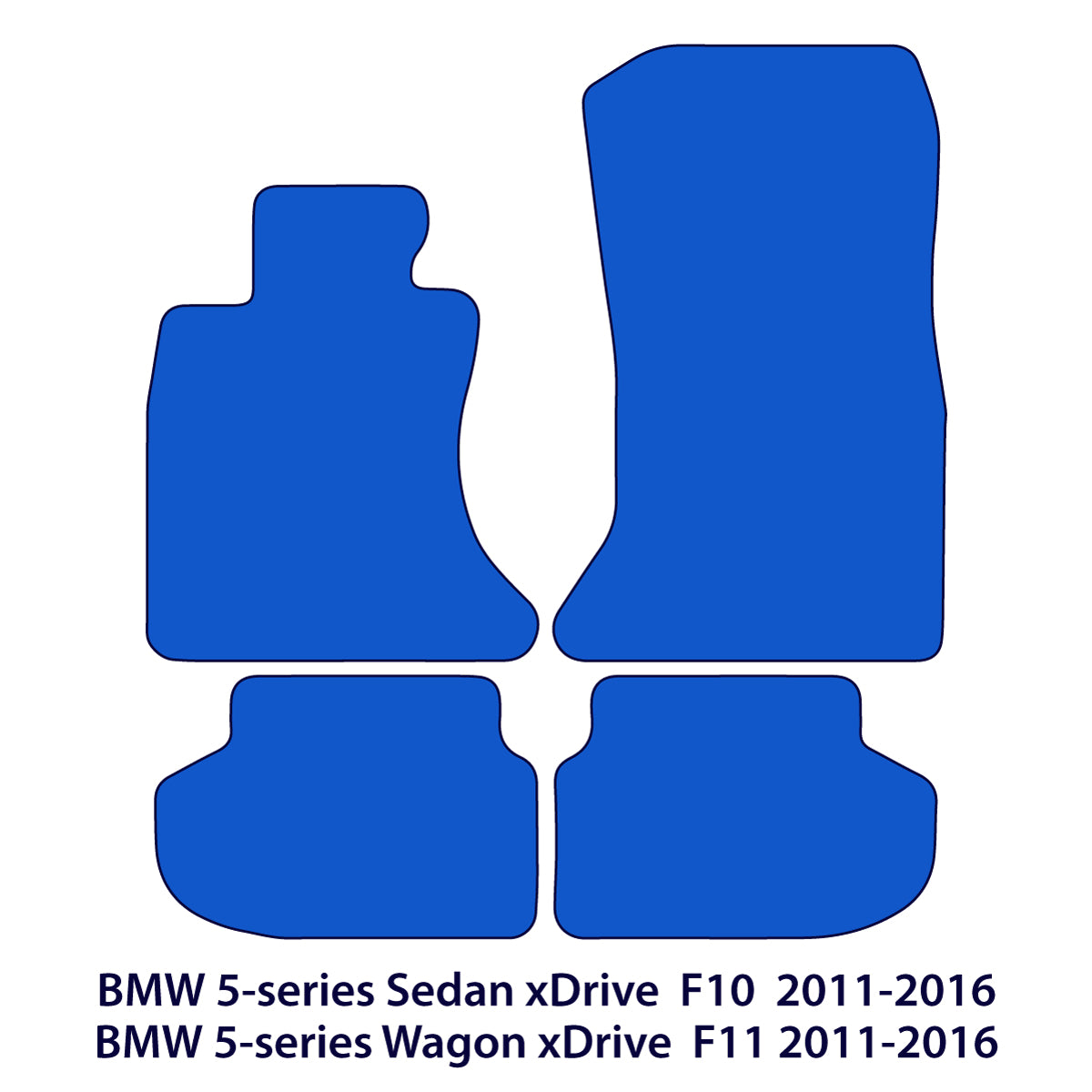 BMW 5-Series Velour Floor Mats xDrive 2011-2016 – F10, F11 – M Stitching