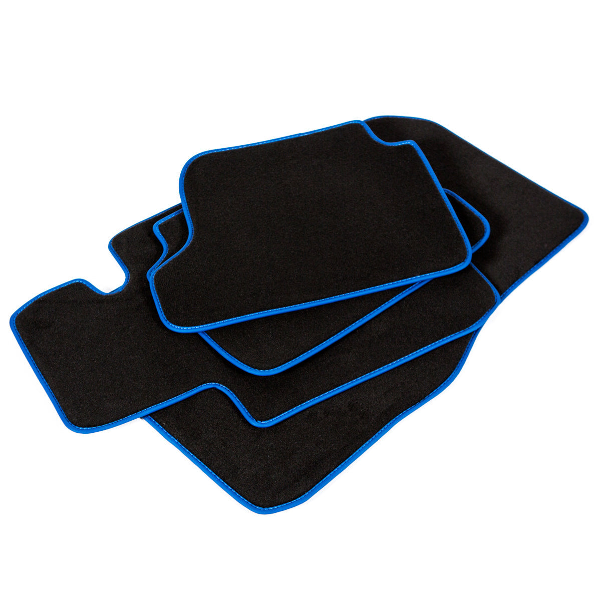 BMW i8 Velour Floor Mats 2014-2021 – L12 &amp; L15 – Blue Edging