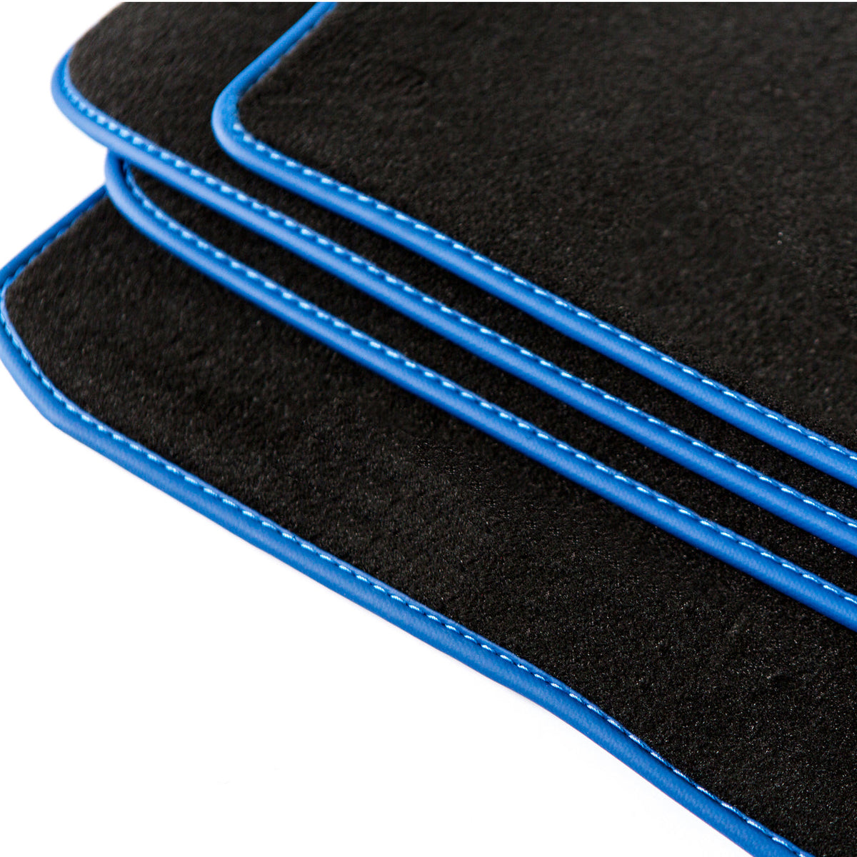 BMW i8 Velour Floor Mats 2014-2021 – L12 &amp; L15 – Blue Edging