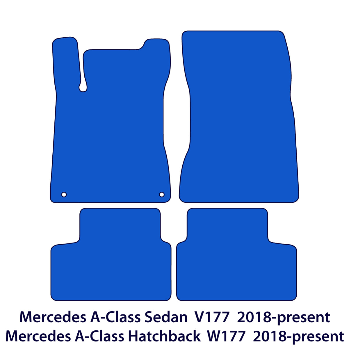 Mercedes A-Class Velour Floor Mats 2018-2025 – V177 W177 – Black