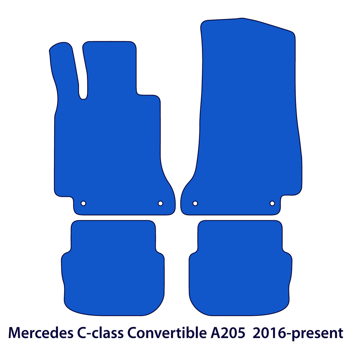 Mercedes C-Class Velour Floor Mats 2016-2024 – Convertible A205 – Black