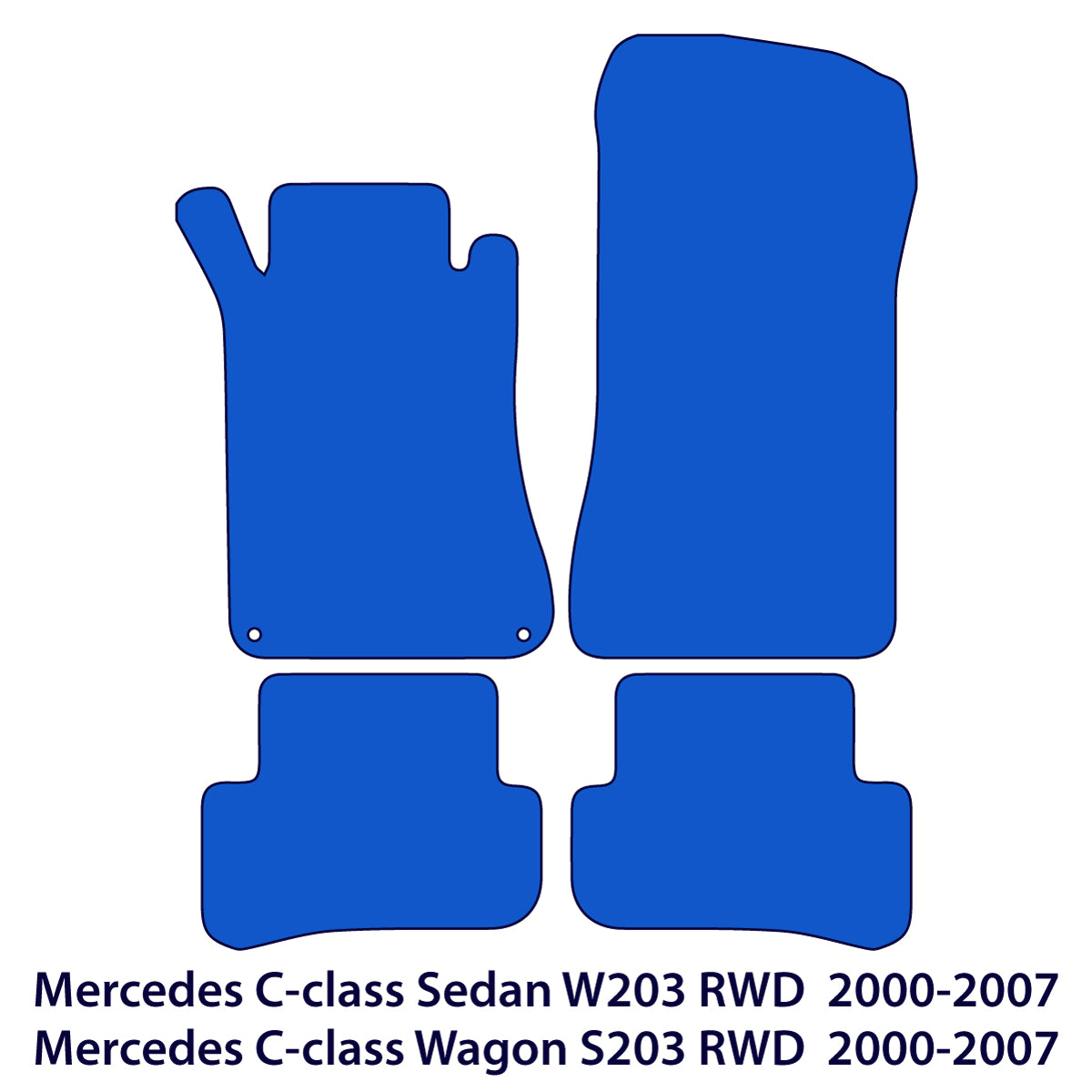Mercedes C-Class Velour Floor Mats 2001-2007 – RWD W203 & S203 – Black