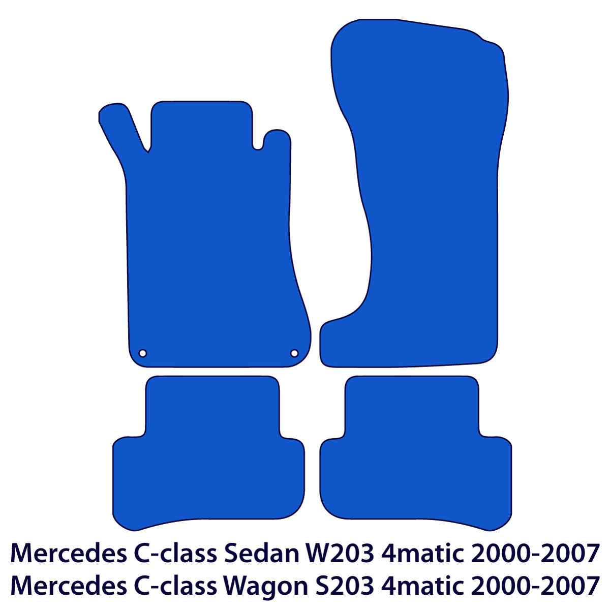Mercedes C-Class Velour Floor Mats 2001-2007 – 4matic W203 & S203 – Black