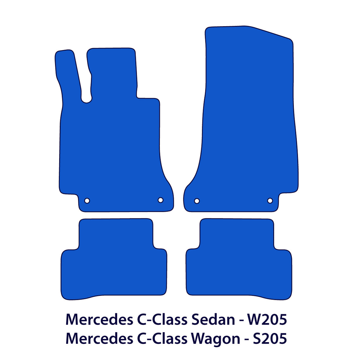 Mercedes C-Class Velour Floor Mats 2015-2021 – W205 &amp; S205 – Black Exclusive