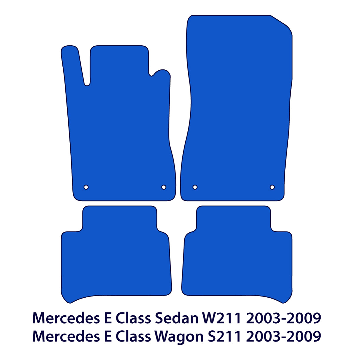 Mercedes E-Class Velour Floor Mats 2003-2009 – W211 &amp; S211 – Black Exclusive