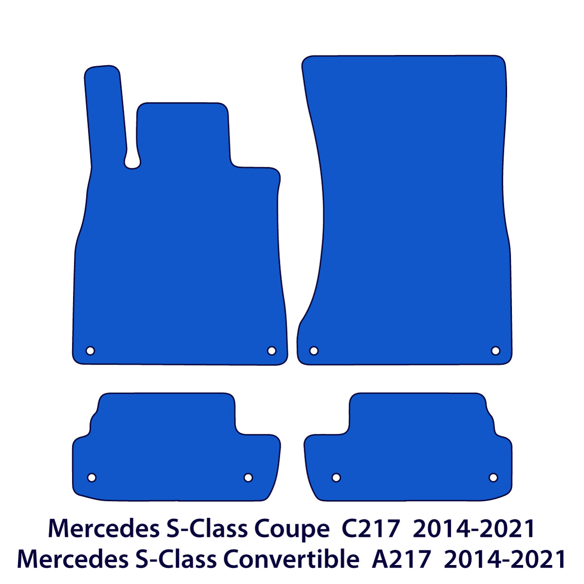 Mercedes S-Class Coupe &amp; Convertible Velour Floor Mats 2014-2021 – C217 &amp; A217 – Black