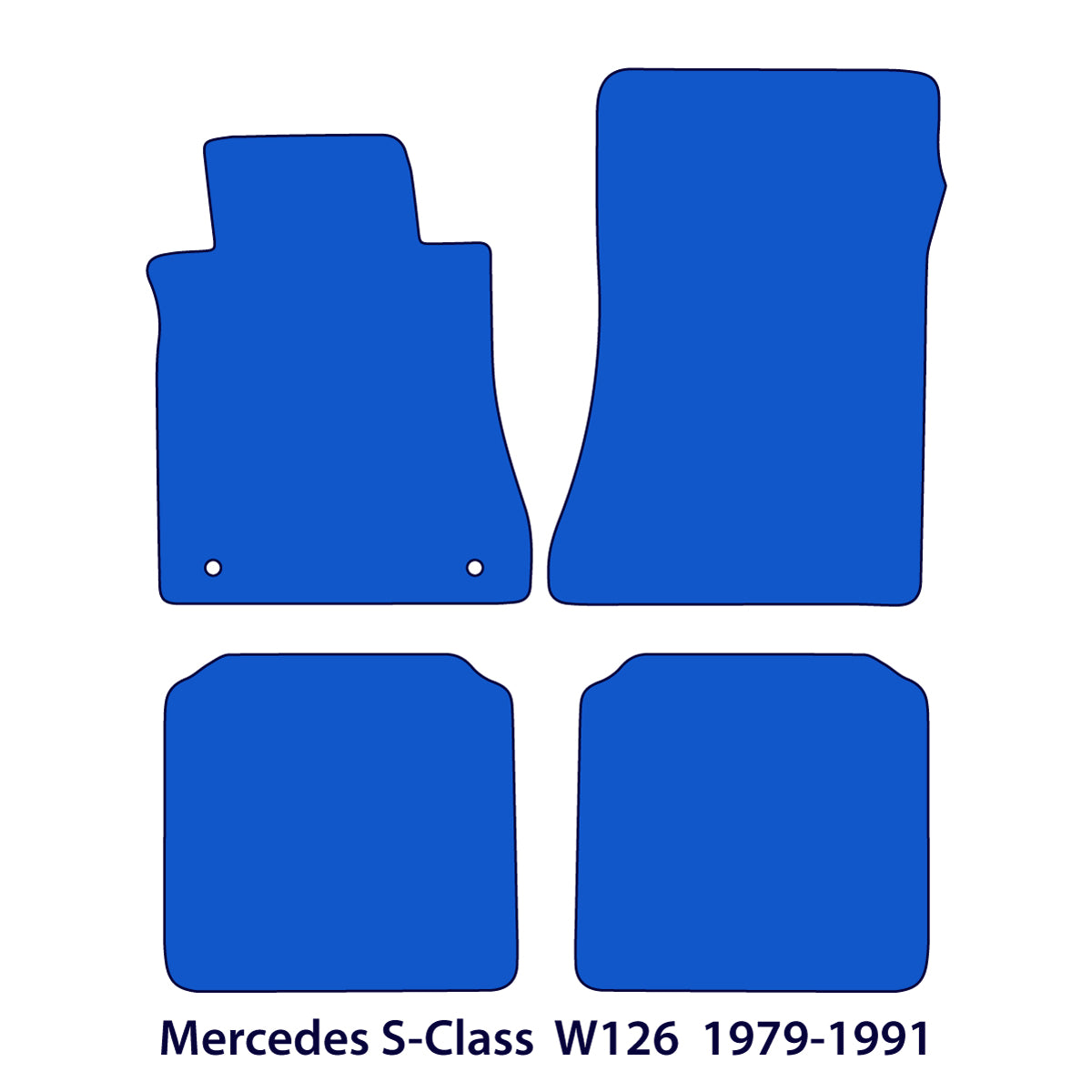 Mercedes S-Class Velour Floor Mats 1979-1991 – W126 – Black