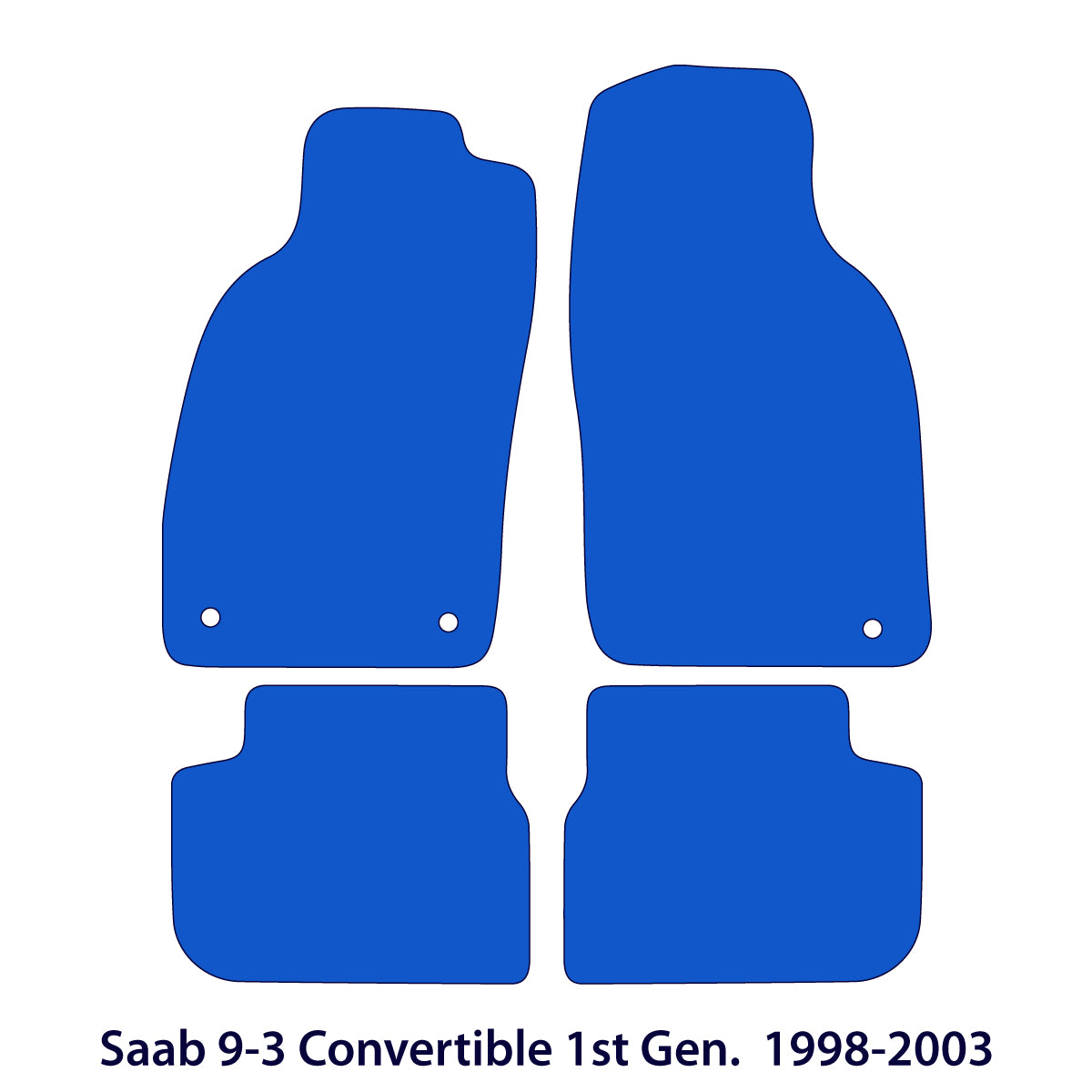 Saab 9-3 Velour Floor Mats - Convertible 1998-2003 - Black
