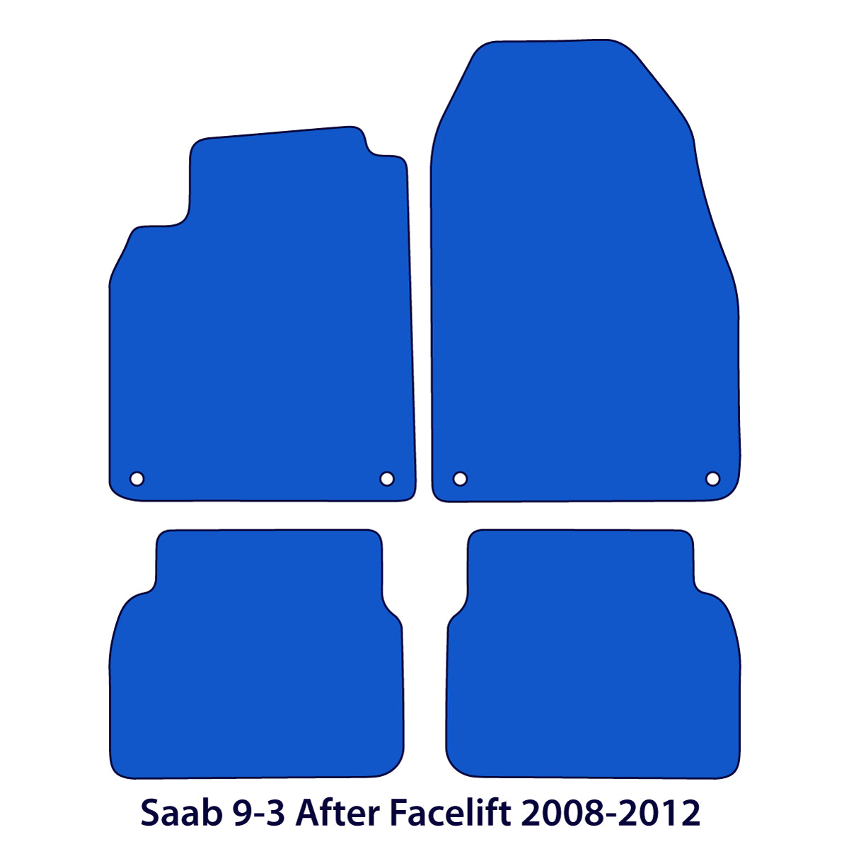 Saab 9-3 Velour Floor Mats 2008-2012 – Sedan & Wagon – Black
