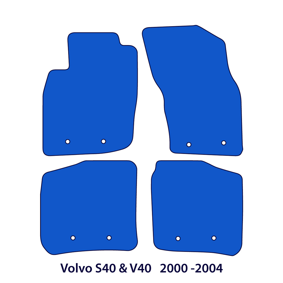 Volvo S40 V40 Floor Mats - First Generation After Facelift - Blue Edging