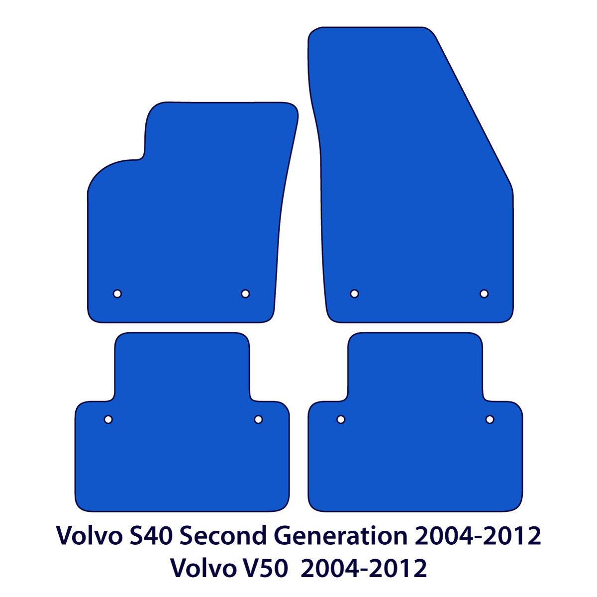 Volvo S40 & V50 Velour Floor Mats 2004-2012 – Blue Edging