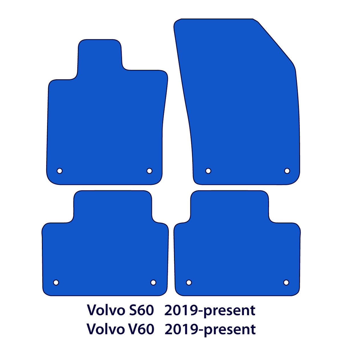 Volvo S60 & V60 Velour Floor Mats 2019-2025 - Black