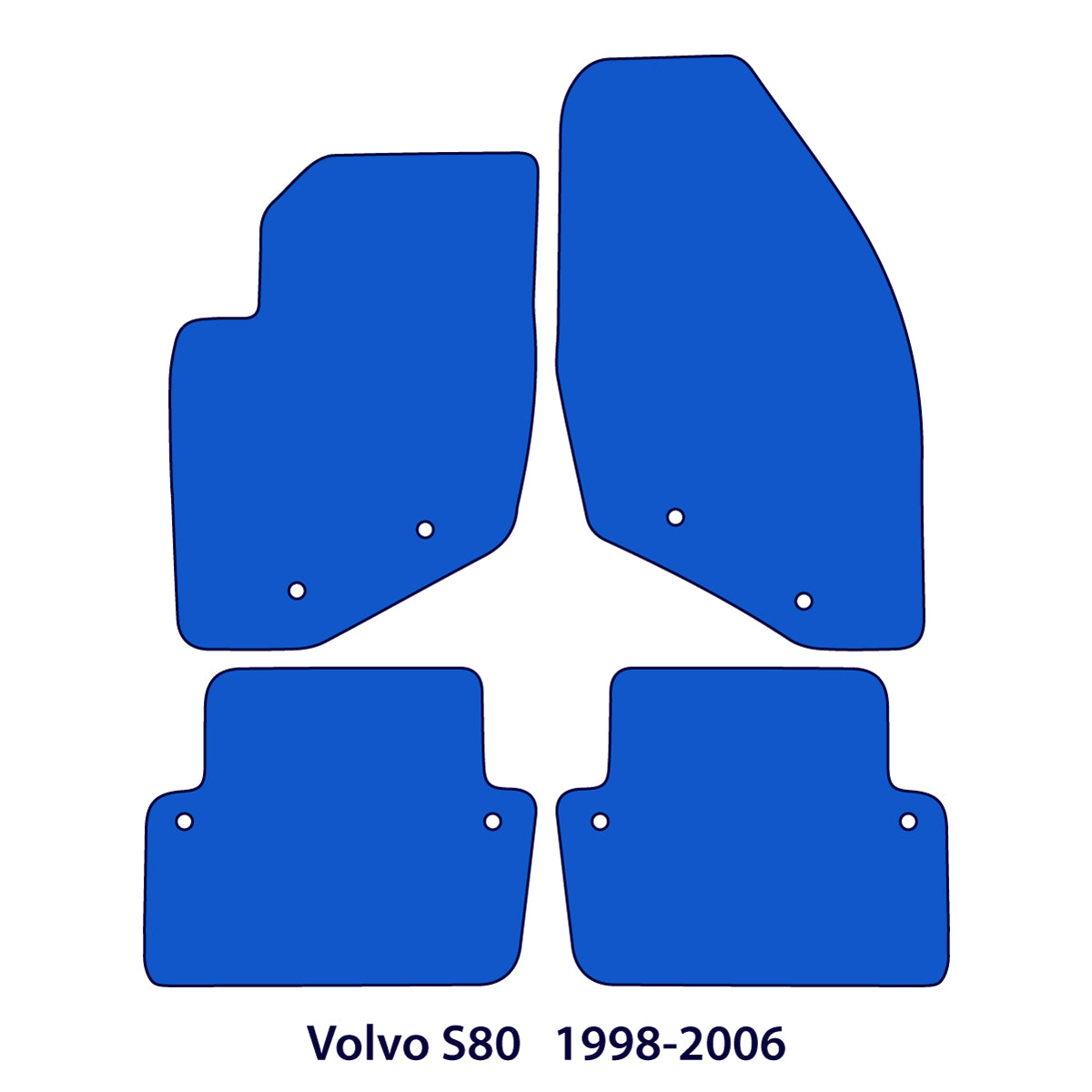 Volvo S80 Velour Floor Mats 1998-2006 – 1st Gen – Blue Edging