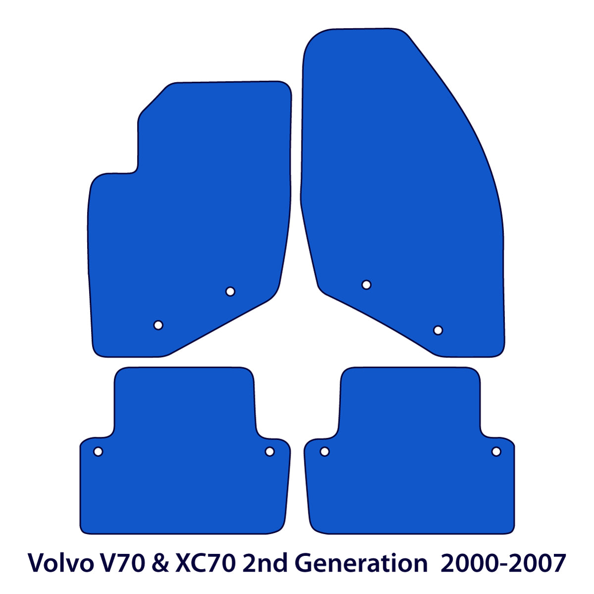 Volvo V70 XC70 Velour Floor Mats 2000-2007 – 2nd Gen – Black