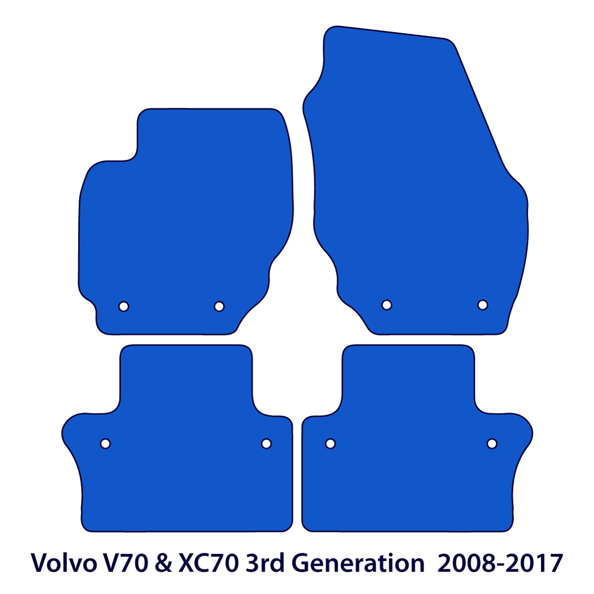 Volvo V70 &amp; XC70 Floor Mats 2008-2016 – 3rd Gen – Blue Edging