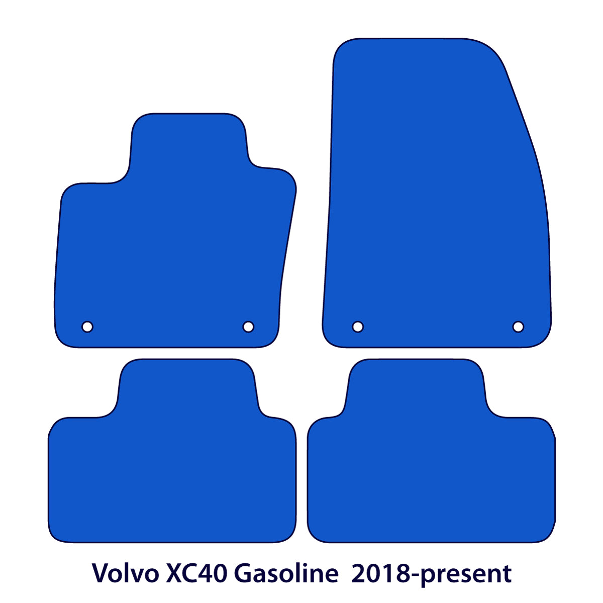 Volvo XC40 Velour Floor Mats - Gasoline First Generation - Black