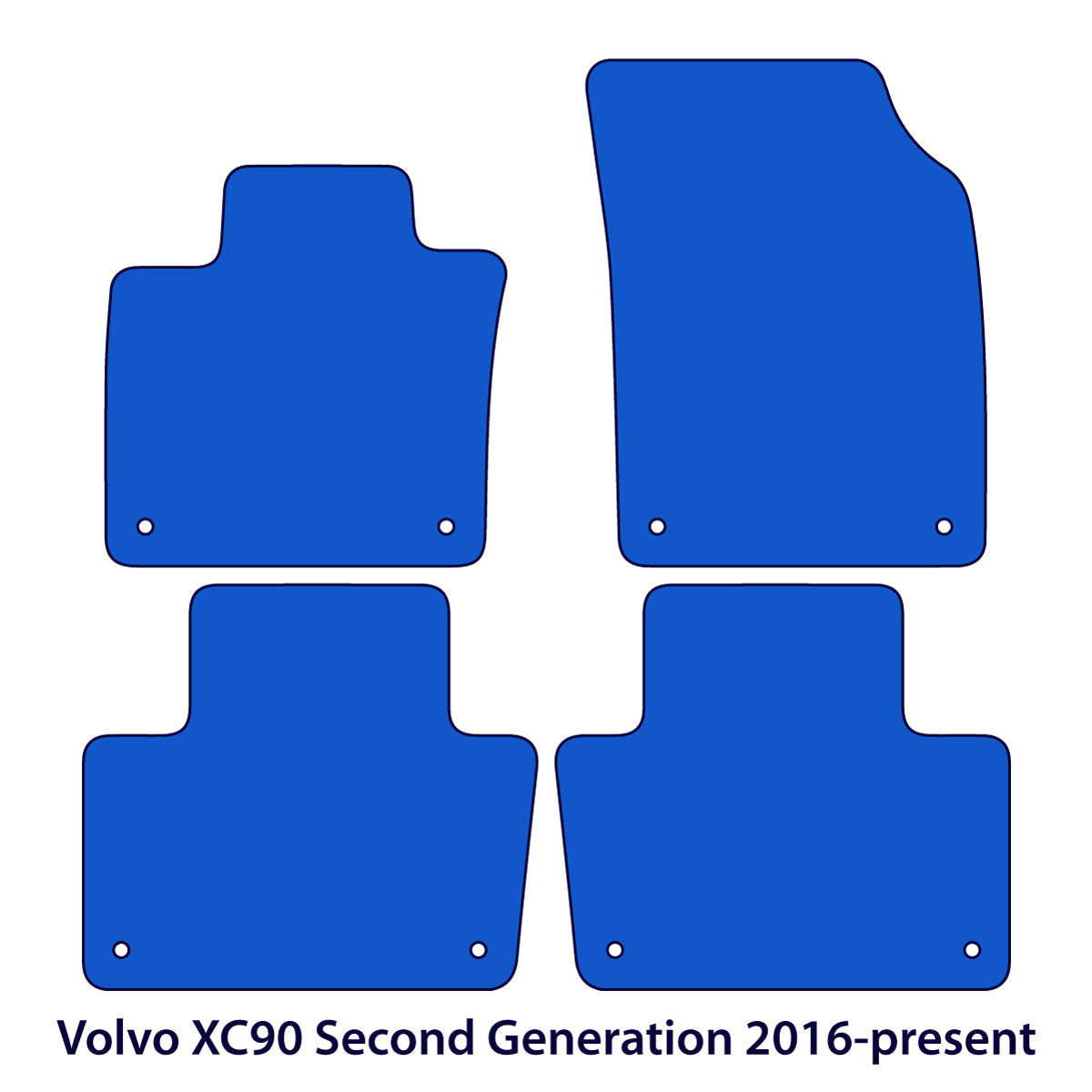 Volvo XC90 Velour Floor Mats 2016-2026 – 2nd Gen – Black